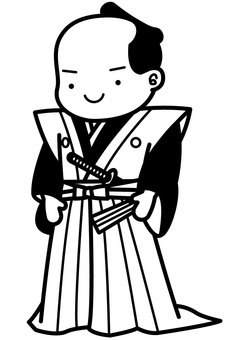 侍長裃-1c 侍長裃-1c 侍,武士,裃,長裃,着物,袴,刀,扇,正装,江戸のイラスト素材