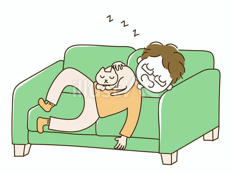 ソファで寝る男性 ソファ,昼寝,男性のイラスト素材