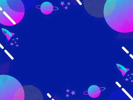 Illustration background of pop universe, universum, rocket, ein planet, JPG