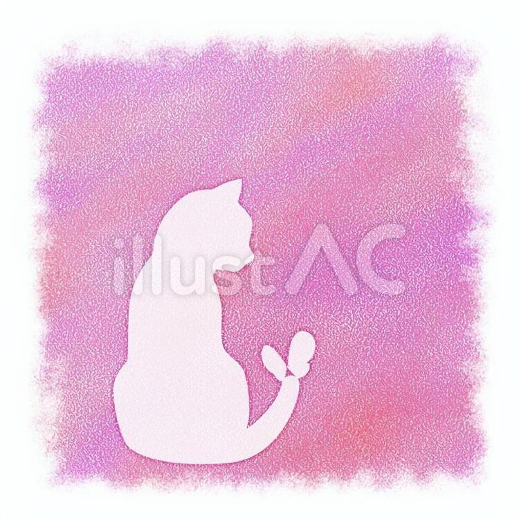 あたたか空間　猫とちょうちょ2 温かい,暖かい,あったかいのイラスト素材