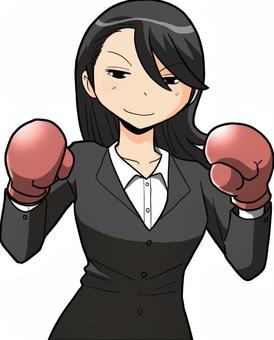 ボクシングスタイルのOL 人物,女性,女子,ボクシング,ボクサー,スーツ,ビジネスのイラスト素材