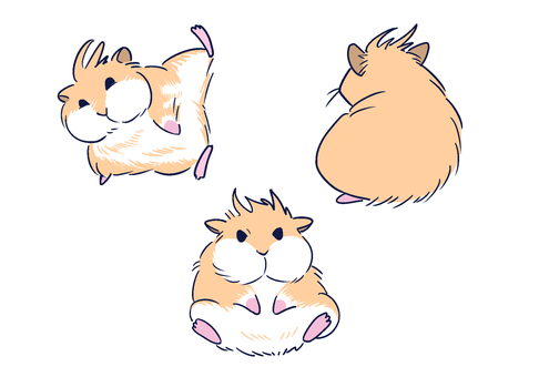 ロングヘア―ハムスター ハムスター,小動物,かわいい,ペット,癒しのイラスト素材