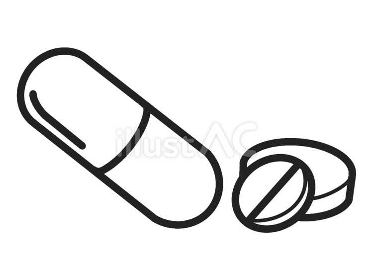 線画スタイルの薬とカプセルのイラスト 薬,カプセル,錠剤のイラスト素材