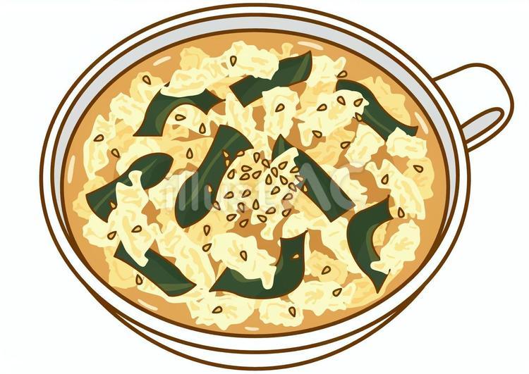 わかめたまごスープ-4c わかめたまごスープ,たまごスープ,スープのイラスト素材