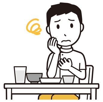  理学療法士男(黄)-389-バスト 胃もたれ,理学療法士,整体師,白衣,医療,病院,柔道整復師,カイロプラクティック,鍼灸師,マッサージ師のイラスト素材