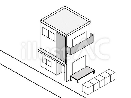 ウッドデッキのある二階建ての家