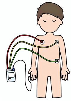 心電図モニター装着中男性　カラー 心電図,モニター,装着,男性,患者,心臓,カラーのイラスト素材
