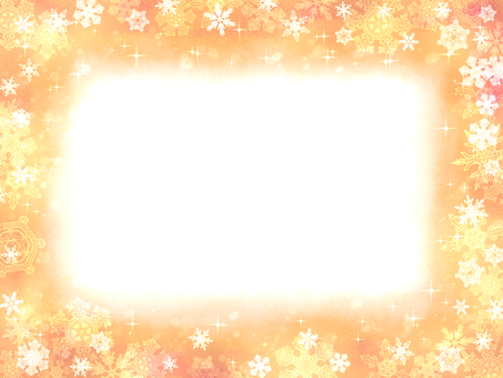 雪の結晶のフレーム フレーム,オレンジ,暖色,枠,背景,雪,グラデーション,雪の結晶,キラキラ,冬のイラスト素材