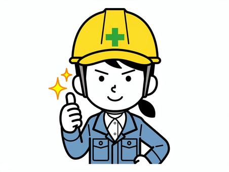 賞賛する現場監督の女性