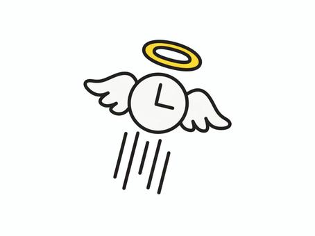 時間がない・消える時間・飛んでいく時計 時計,アナログ時計,時間,短時間,リミット,無い,なくなる,消える,飛ぶ,飛んでいくのイラスト素材