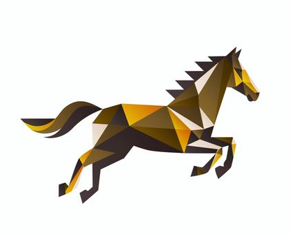 馬のポリゴンイラスト（金・干支） 午年,干支,2026年,年賀状,ポリゴン,ローポリ,幾何学,モダン,カクカク,黄色のイラスト素材