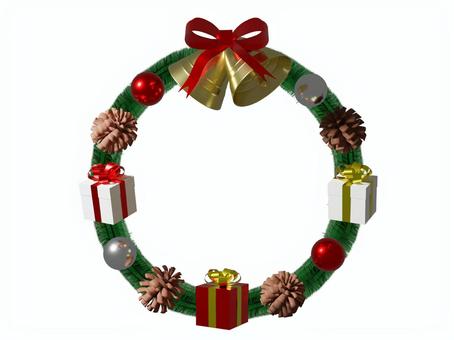 クリスマスリースリアル・背景透過 クリスマスリース,エレガント,クリスマス,リース,リアル,xmas,オーナメント,おしゃれ,クリスマスベル,プレゼントボックスのイラスト素材