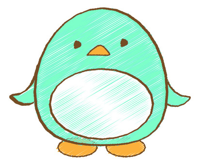Hand-drawn penguin (green), JPG and PNG Hand-drawn penguin (green), penguin, handwriting, tiny, JPG and PNG