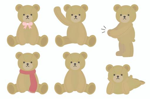 テディベアセット テディベアセット テディベア,ぬいぐるみ,くま,おもちゃ,寝そべり,リラックス,リボン,マフラー,あいさつ,拍手のイラスト素材