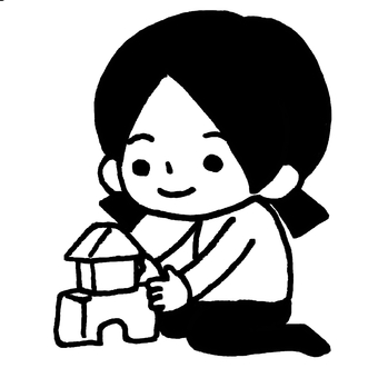 積み木で建物を作って遊ぶ子ども 積み木で建物を作って遊ぶ子ども こども,子ども,積み木,遊び,遊ぶ,積む,作る,建物,家,形のイラスト素材