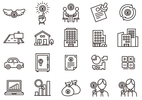 資産・財産アイコン04 アイコン,ビジネス,資産,財産,お金,円,マネー,資金,金融,支払いのイラスト素材