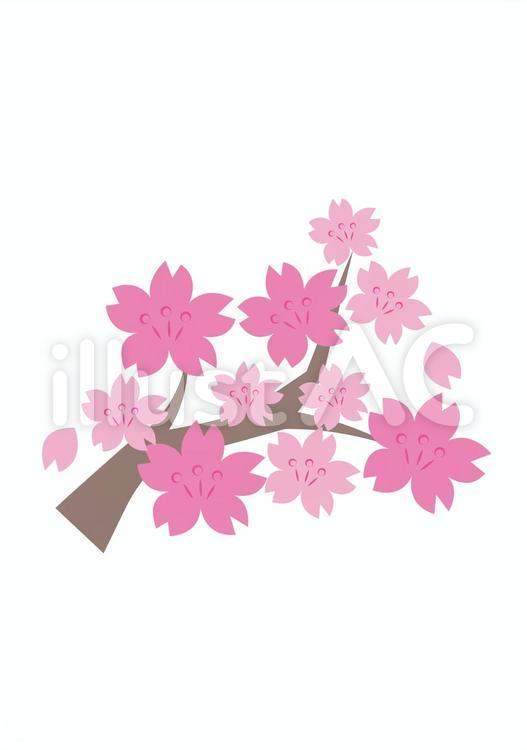 桜の木D 四月,ソメイヨシノ,クリップアートのイラスト素材