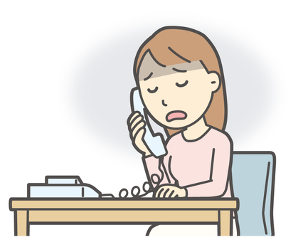  ロングヘア女性-194-バスト 電話,落ち込む,女性,女の子,人物,かわいい,心配,悩む,困る,ストレスのイラスト素材