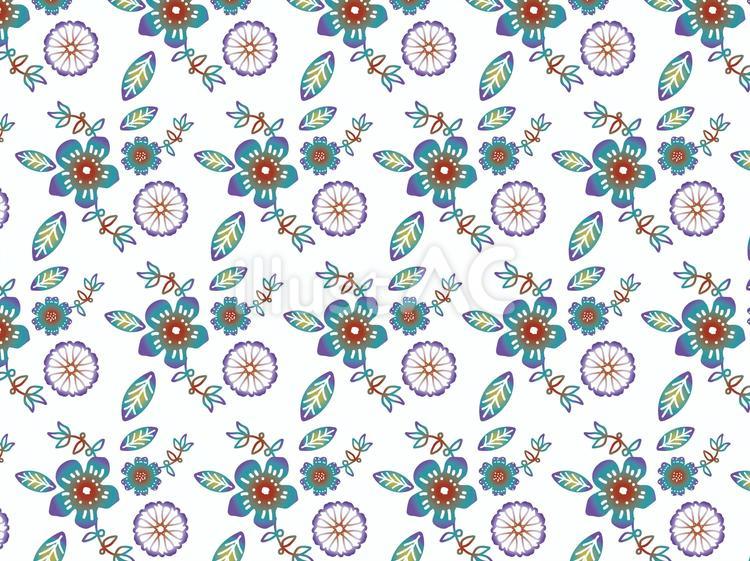 沖縄の紅型をイメージした花パターン　 沖縄,紅型,花のイラスト素材