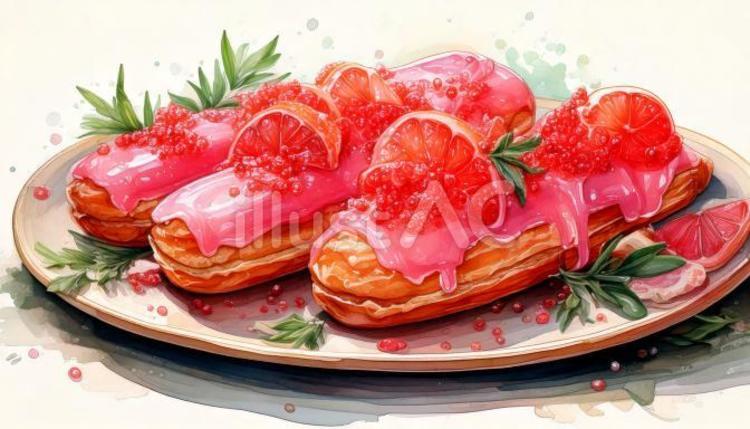 エクレア エクレア,グレープフルーツ,食べ物のイラスト素材