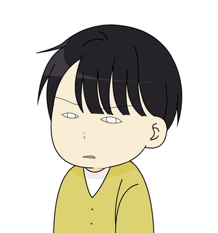 白い目の男性 人物,冷ややか,疑う,非難,冷淡,軽蔑,男性,怪訝,黒髪,コミカルのイラスト素材