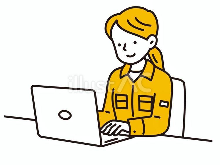 Free Vectors | A young woman in work clothes working on a computer