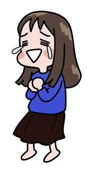 よかった～！嬉しすぎて泣く 女の子,スカート,嬉しい,泣く,ありがとう,感謝,幸せ,安心,不安解消,ストレス軽減のイラスト素材