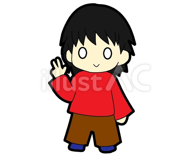 黒髪のピースしてるこども（男）タイプ２ 子ども,男,男性のイラスト素材
