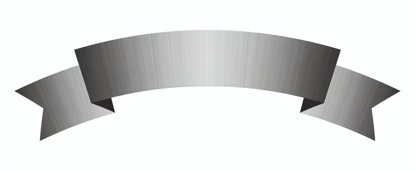 縦のヘアラインの折り返しリボンアーチ リボン,銀色,アーチ,装飾,デザイン,ヘアライン,折り返しのイラスト素材