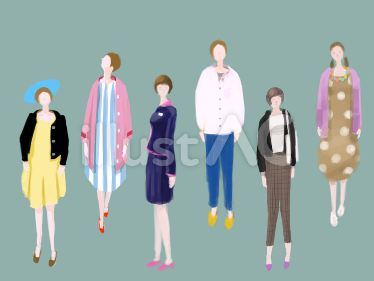 ひとびと ファッション,若者,女性のイラスト素材