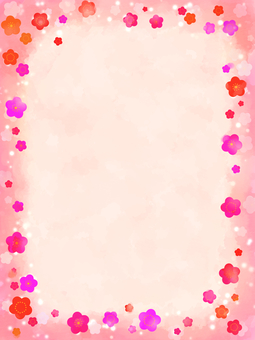 水彩風な梅の花の縦長背景素材  梅,背景,和風,花,かわいい,壁紙,日本,手描き,きれい,枠のイラスト素材