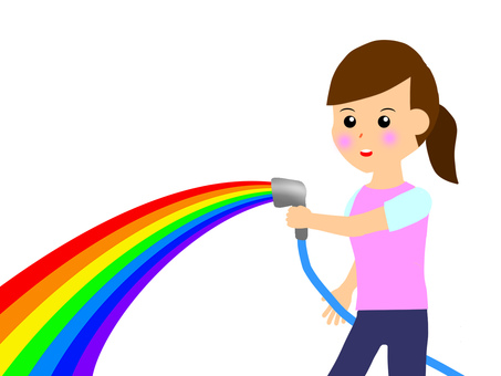 Girl and rainbow, female, rainbow, tiny, JPG