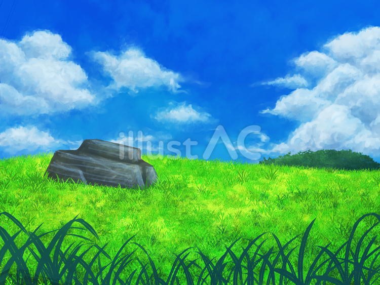 高原と岩と空(昼) 背景,岩,草原のイラスト素材