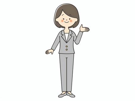 紹介するスーツ女性 紹介,案内,説明,教える,紹介する,解説,アドバイス,重要,笑顔,女性のイラスト素材