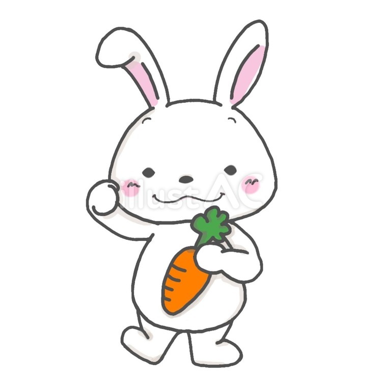 手招きうさぎ　 うさぎ,どうぶつ,にんじんのイラスト素材