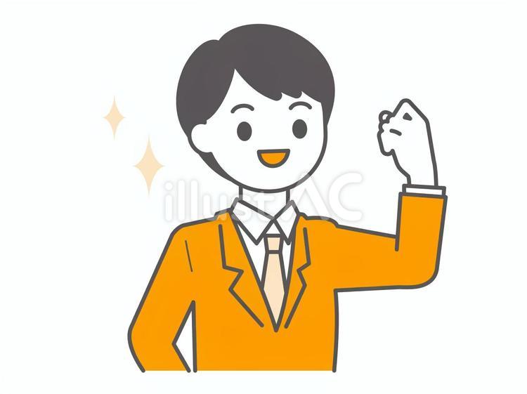 ガッツポーズをするスーツの男性04 人物,男性,20代のイラスト素材