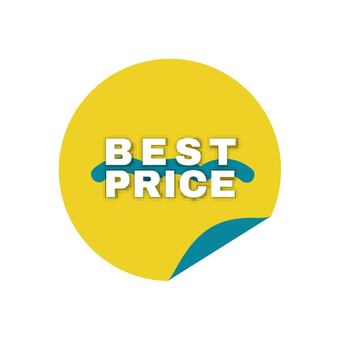 黄色いBEST PRICEステッカー ショッピング,ステッカー,ラベル,円形,文字,英語,黄色,水色,白色,bestのイラスト素材
