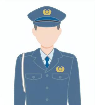 シンプルなお巡りさんのイラスト 警察,警官,お巡りさん,男性,人,人物,1人,上半身,制服,警備のイラスト素材