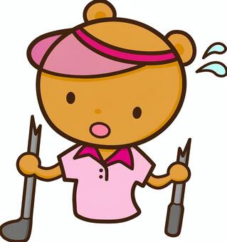 ゴルフクラブが折れてしまったくまちゃん くま,ゴルフ,折れる,かわいい,スポーツ,損保,保険,イラストのイラスト素材