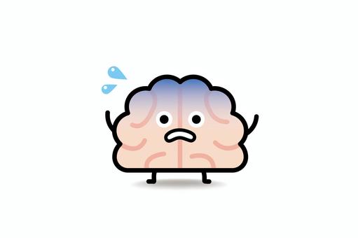 脳みそさん★焦ってお手上げ 脳みそ,脳,焦る,お手上げ,青ざめるのイラスト素材