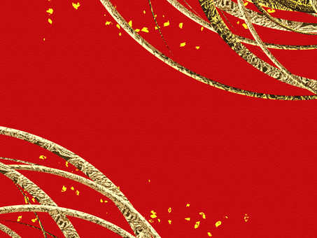 金色の曲線と華やかな赤い和風背景 金,金箔,赤,筆,背景,和柄,キラキラ,和風,年賀状,フレームのイラスト素材