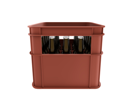 赤色のケースとビール ビールケース,ケース,ビール箱,入れ物,3d,cg,瓶ビール,赤色のイラスト素材