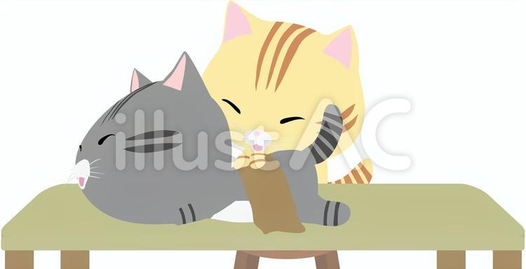 マッサージ_猫_さばとら_ちゃとら マッサージ,猫,ちゃとらのイラスト素材