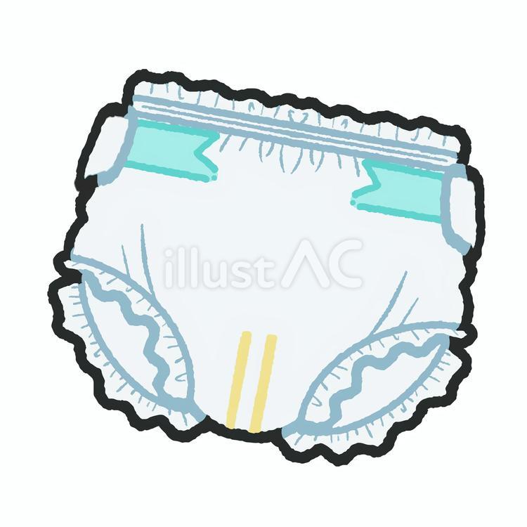おむつ（テープタイプ）のイラスト おむつ,紙おむつ,赤ちゃんのイラスト素材