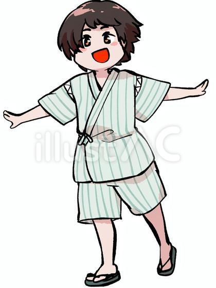甚平姿の男の子のイラスト