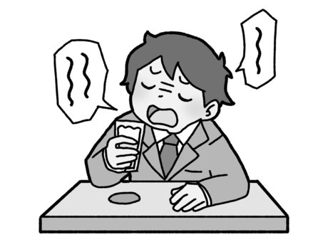 飲みながら愚痴【グレースケール】 愚痴,酔っ払い,酒,アルコール,男性,グチグチ,ビール,不平不満,グレースケールのイラスト素材