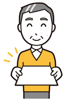 ニット中年男性(黄)-451-バスト  ニット中年男性(黄)-451-バスト 書類,おじさん,男性,中年,お父さん,パパ,シニア,ミドルエイジ,人物,かわいいのイラスト素材