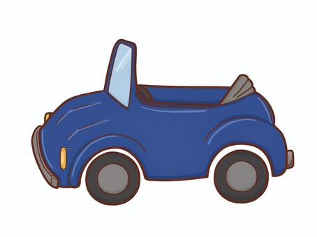 オープンカー(青) 車,自動車,オープンカー,おもちゃ,玩具,ミニカー,手描き,白背景,背景透過,透過のイラスト素材