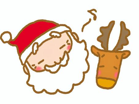 サンタとトナカイ クリスマス,クリスマス-request,サンタクロース,トナカイ,冬,かわいい,おじいさん,ゆるい,優しい,動物のイラスト素材