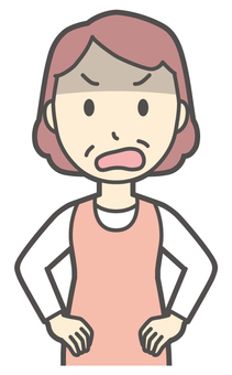  エプロンおばちゃん-166-バスト 傲慢,悪人,おばちゃん,エプロン,お母さん,ママ,中年,おばさん,主婦,人物のイラスト素材